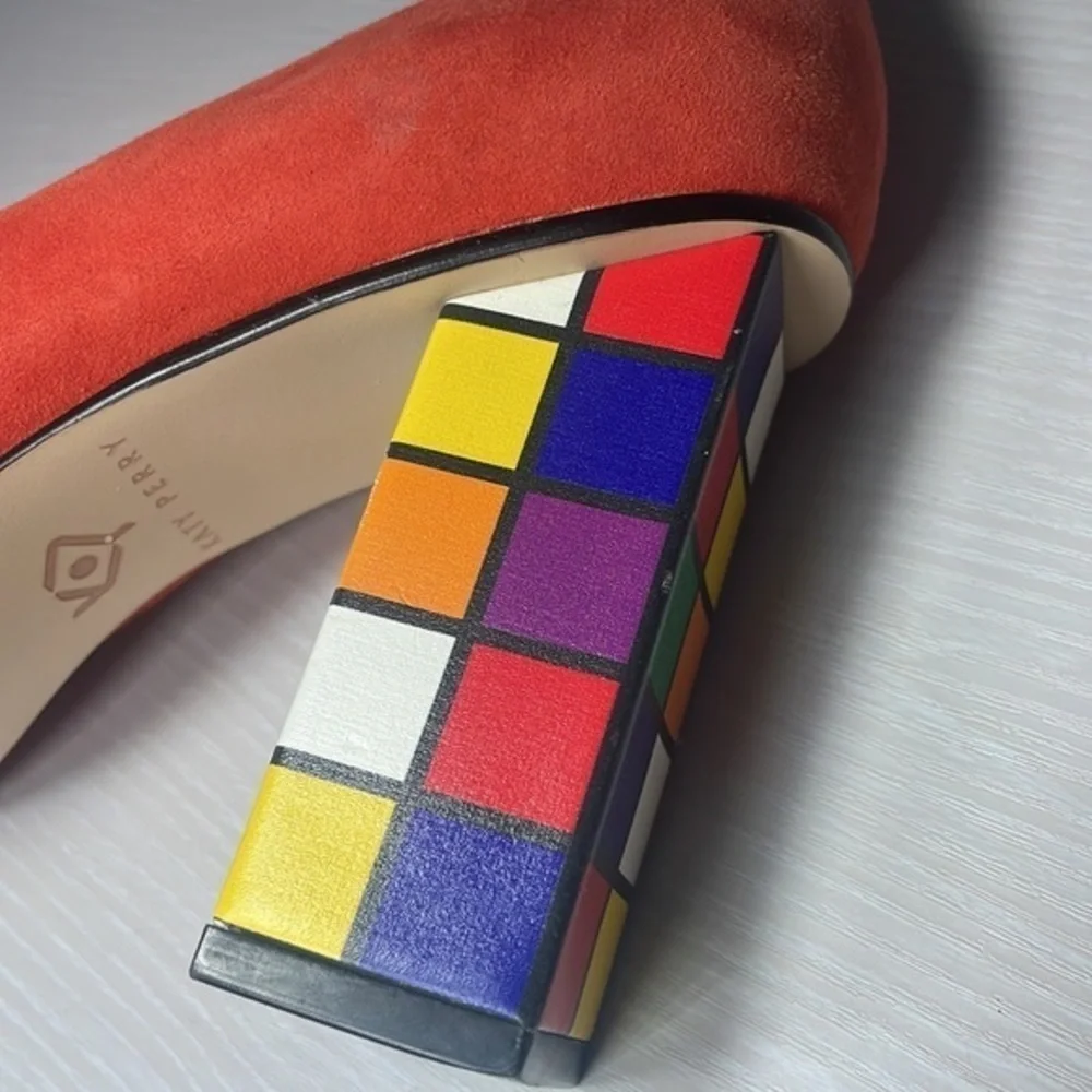 Katy Perry Rubix Cube Chunky High Heel The Caitlin Pop Art Trendy Peep Toe Shoes